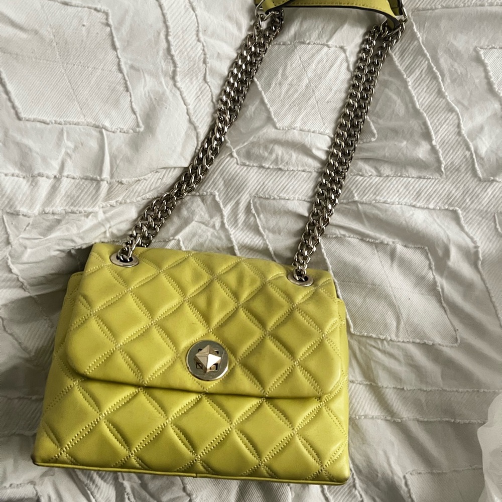 Yellow Quilted Kate Spade Chain Shoulder Bag